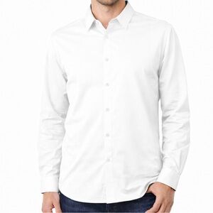 NWT Level Ten White Performance‎ Stretch Dress Shirt Men's Med Wrinkle Resistant
